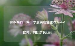 沪农商行：第三季度实现营业收入65.67亿元，同比增长0.58%