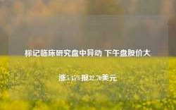 标记临床研究盘中异动 下午盘股价大涨5.45%报32.70美元