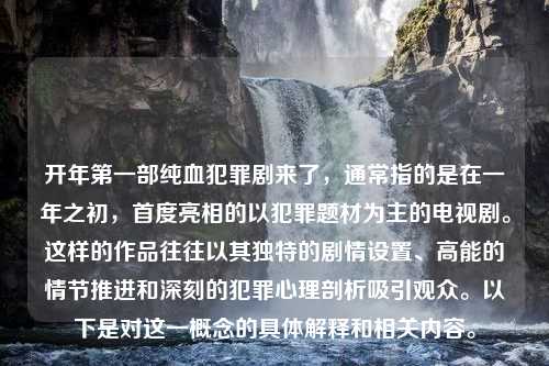 开年第一部纯血犯罪剧来了，通常指的是在一年之初，首度亮相的以犯罪题材为主的电视剧。这样的作品往往以其独特的剧情设置、高能的情节推进和深刻的犯罪心理剖析吸引观众。以下是对这一概念的具体解释和相关内容。